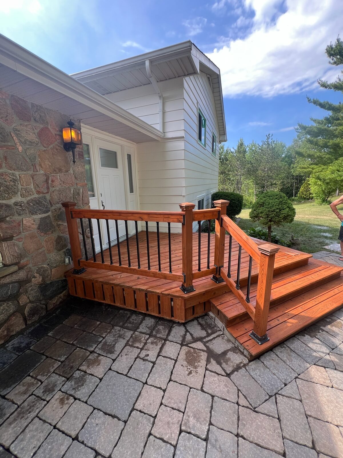 Refinished wood deck